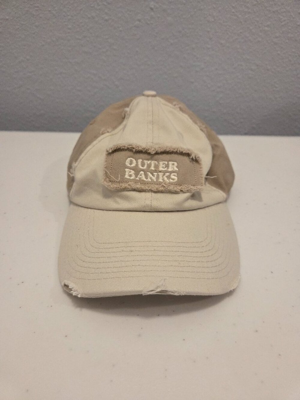 J Hats Outer Banks NC Distressed Two-Tone Baseball Cap Dad Hat